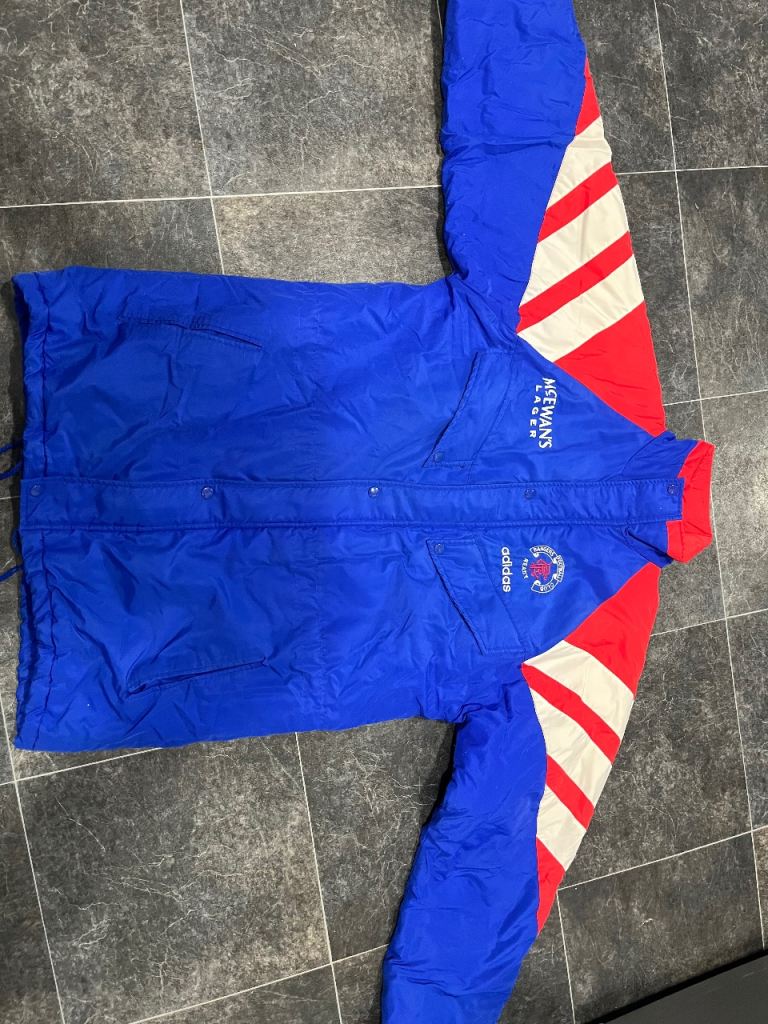 Adidas Rangers FC 'McEwan's Lager' Jacket size 38/40 - Blue, Red, White