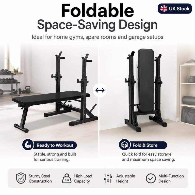 Adjustable Weight Bench with Barbell Rack & Dip Station - New Boxed