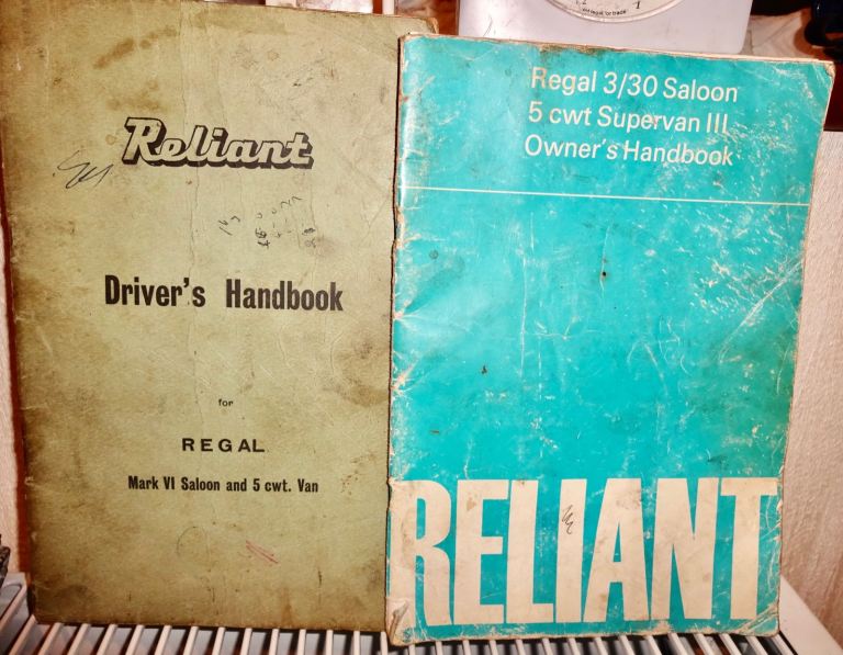 2 VINTAGE RELIANT REGAL DRIVERS HANDBOOKS.
