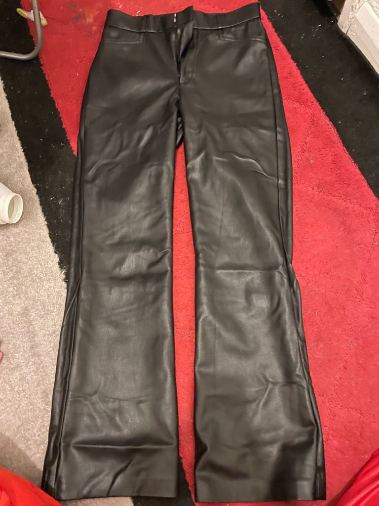 Zara Black Faux Leather Trousers - Size 26