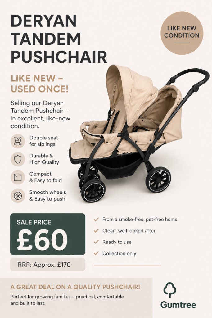 Two-Sear Deryan Tandem Pushchair - buggy stroller