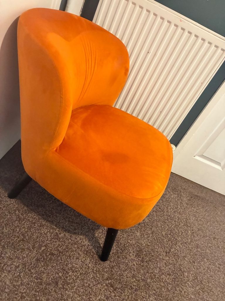 Orange Velvet Accent Chair – Good Condition
