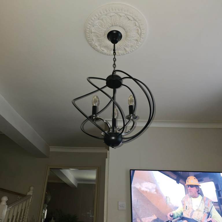 Modern Black Metal Chandelier x2 – Good Condition