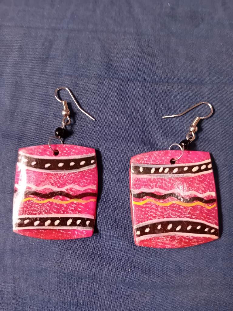 Lovely Pink Wooden Earrings – As Good As New