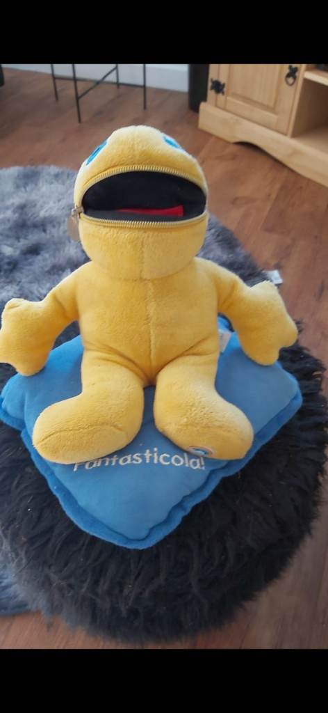 Yellow Soft Toy Monster with Zip Mouth – Good Condition