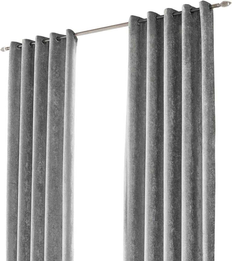 Pair of Crushed Velvet Silver/Grey Curtains Eyelet, Fully Lined  90" x 90"