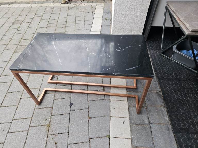 New Black Marble table with bronze legs