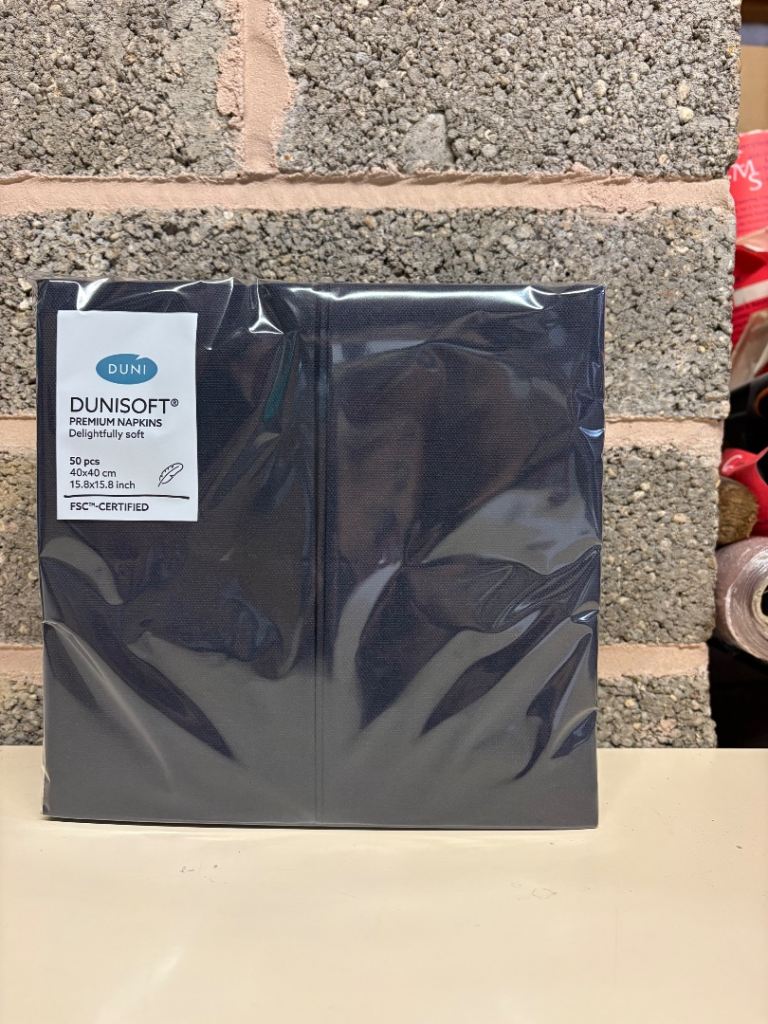 Duni Dunisoft Napkins 40cm 8Fold Black - 50 Pieces, New