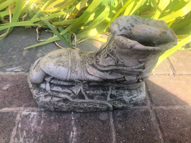Garden ornament stone concrete with boot mice