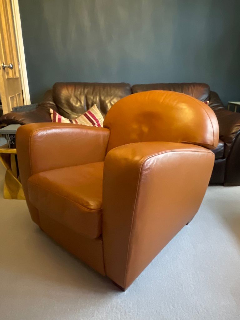 Real Leather Tub Armchair