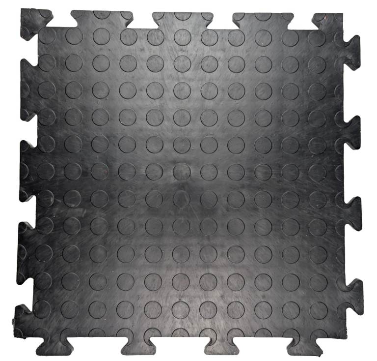 HEAVY DUTY PVC BLACK 12MM PENNY COIN INTERLOCKING MODULAR GARAGE FLOOR TILES WORKSHOP GYM (NOT FOAM)