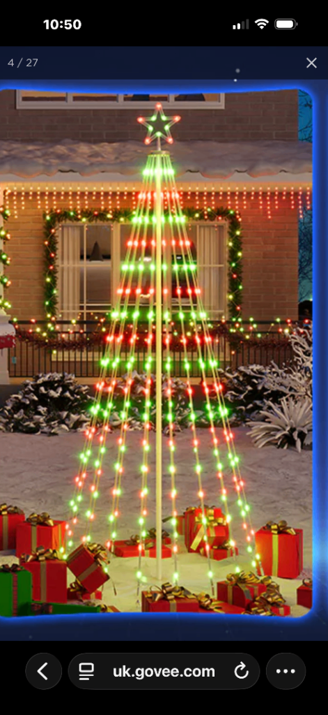 Govee Cone Christmas Tree Smart Lights - 6ft, Multicoloured