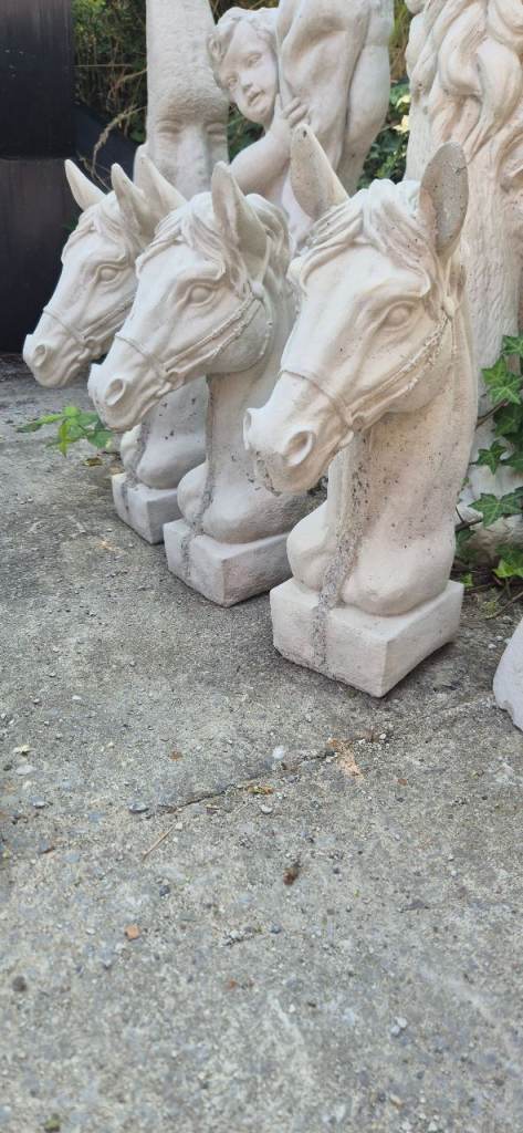 Concrete Horse Head Garden Ornaments 3 available 