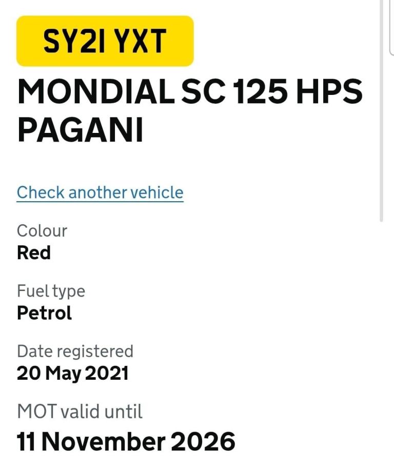 Mondial SC 125 HPS Pagani 2021