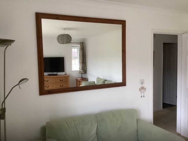 Large Wooden Framed Wall Mirror – Good Condition