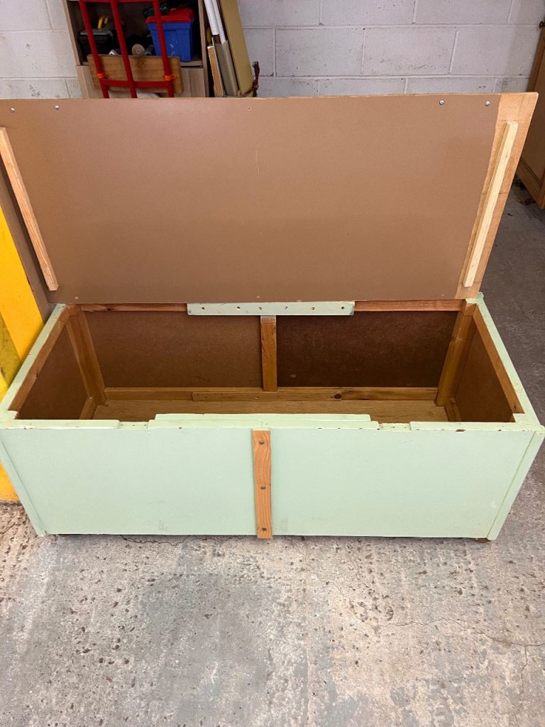Wooden Storage Chest/Toy Box – Light Green, Good Condition