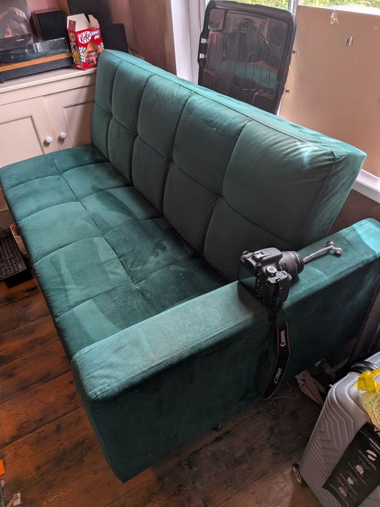 Oak furnitureland Ana green corner sofa bed with chaise longue