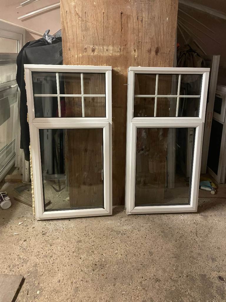 H 126.5 x W 66 cm - MATCHING PAIR - £80 EACH - MODERN ALUMINIUM DOUBLE GLAZED GEORGIAN WINDOWS