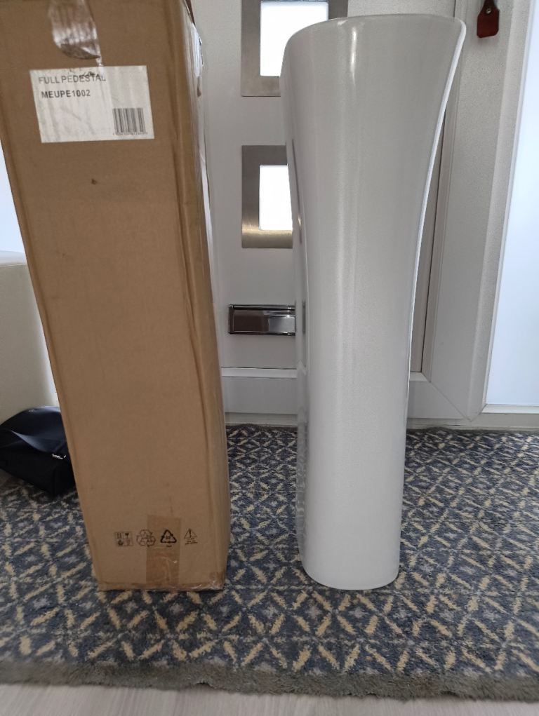 New White Ceramic Pedestal Basin - Unused in Box