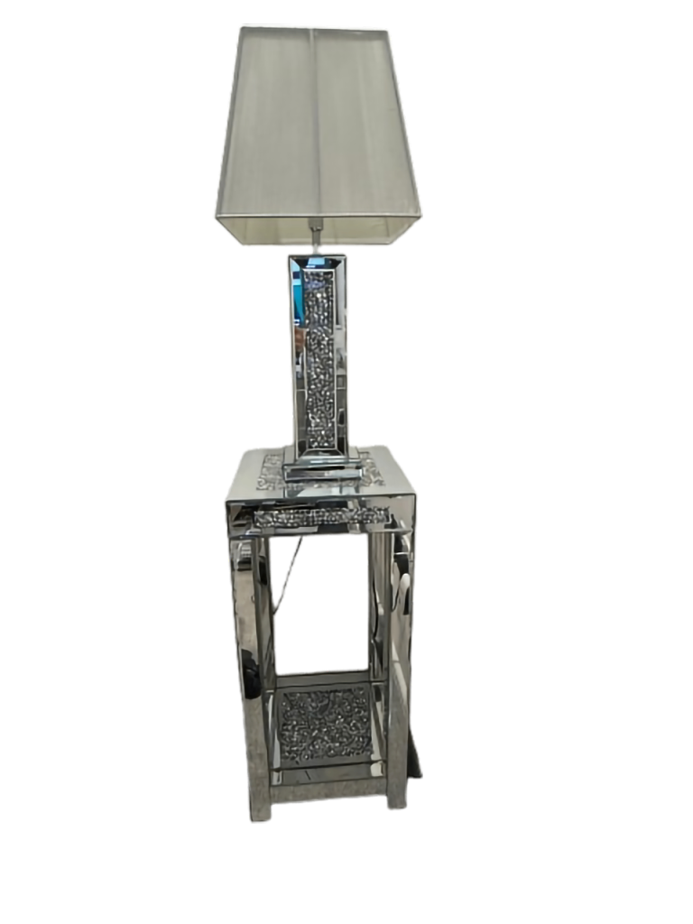 Large Mirrored Diamond Crush Display Stand / Pedestal (35x35x75.5cm) – Glam Silver