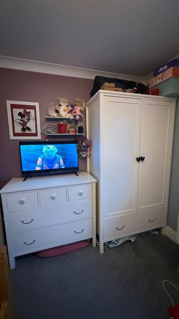Off white Nursery furniture wardrobe and chest of drawers