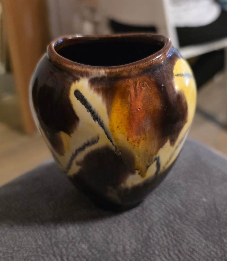 Vintage West German Pottery Vase – Multicoloured, Good Condition