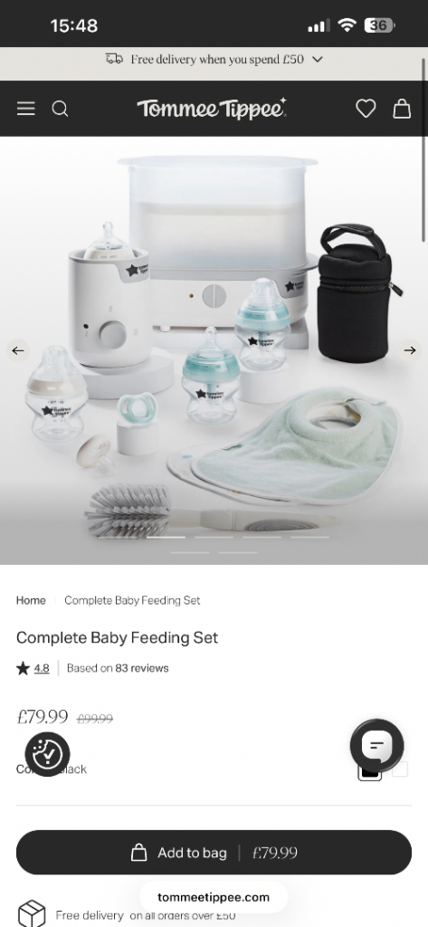 Tommee Tippee Complete Baby Feeding Set - New, White