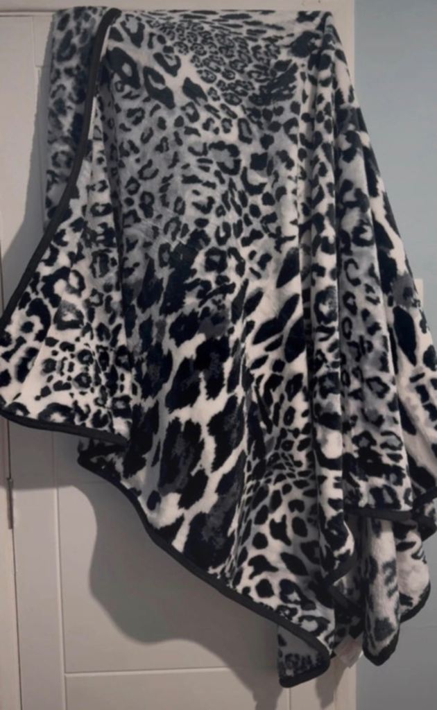 Leopard Skin Grey Mink Faux Fur Throw
