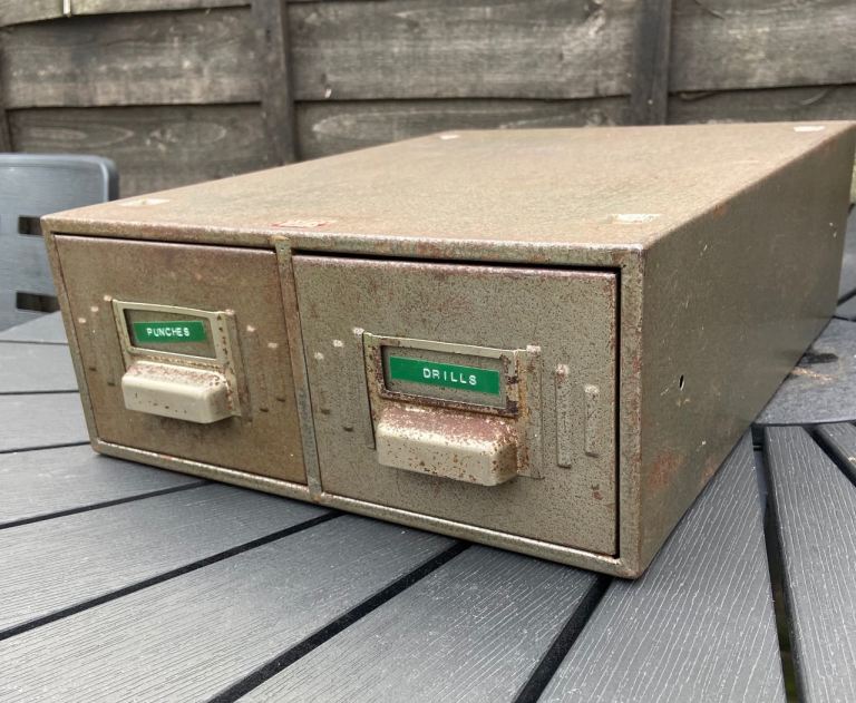Vintage Metal 2 Drawer Filing Cabinet 
