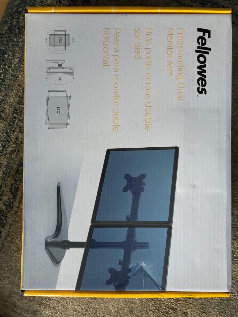 Fellowes Freestanding Dual Monitor Arm - New in Box