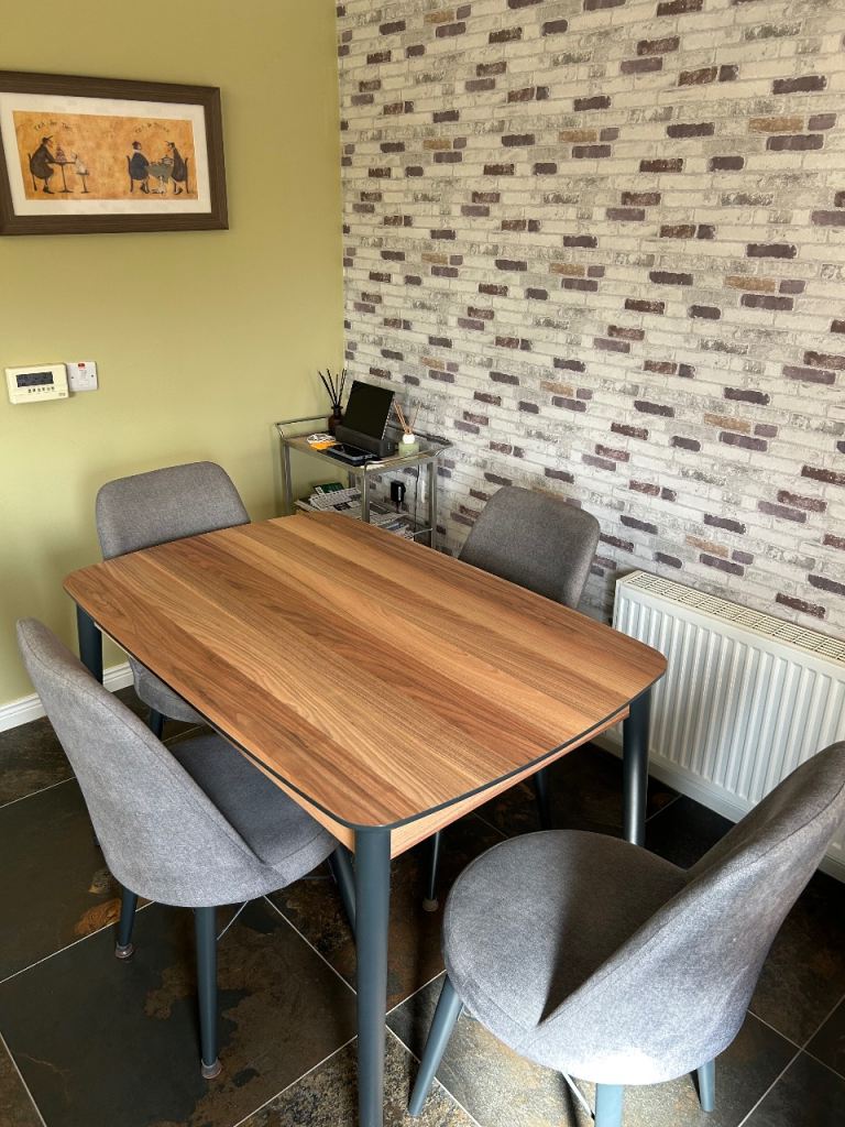 Modern table and Grey chairs 
