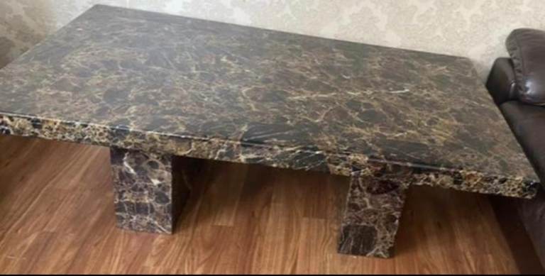 Marble Coffee Table – Brown, Good Condition