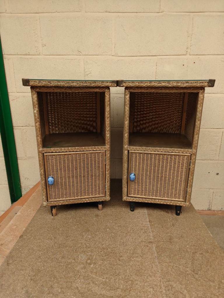 Pair of Vintage Lloyd Loom Bedside Tables