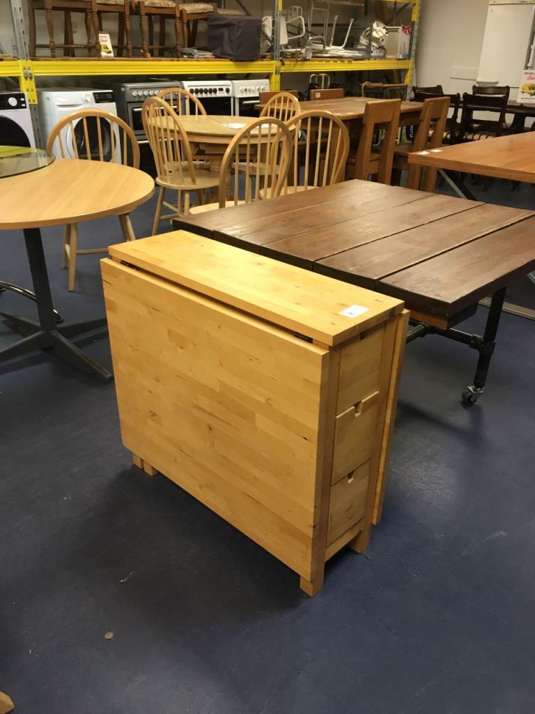 Wooden Drop Leaf Table with Drawers (152cm extended) TCL Reuse 107007