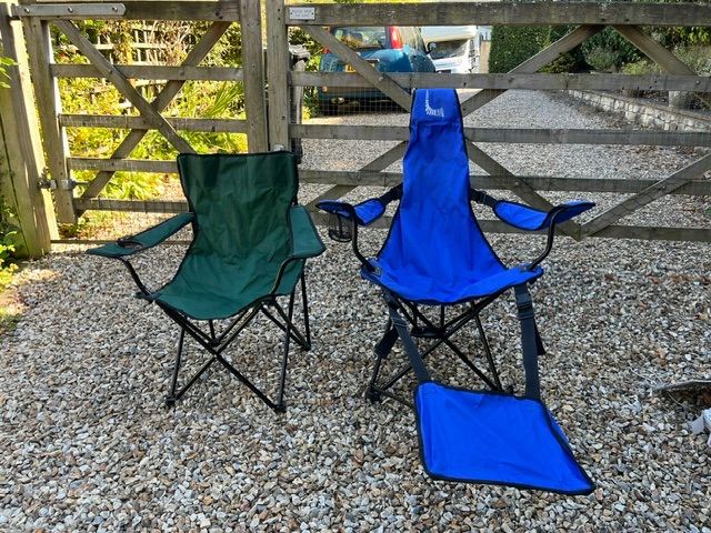 4 x Camping Chairs - Green and Blue, Good Condition