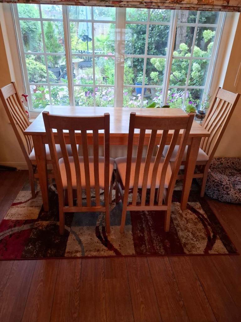 Handmade solid oak table 138cm x 76cm.