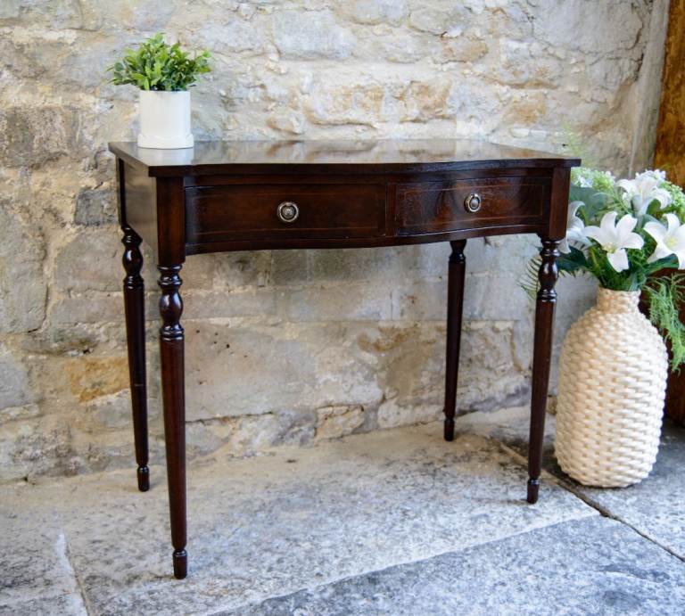 Regency Style Mahogany Side Console Table - Serpentine