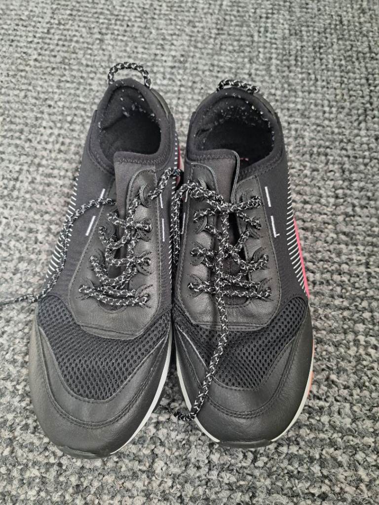 Puma R-System Trainers - Black with Pink/Orange Accents, Good Condition