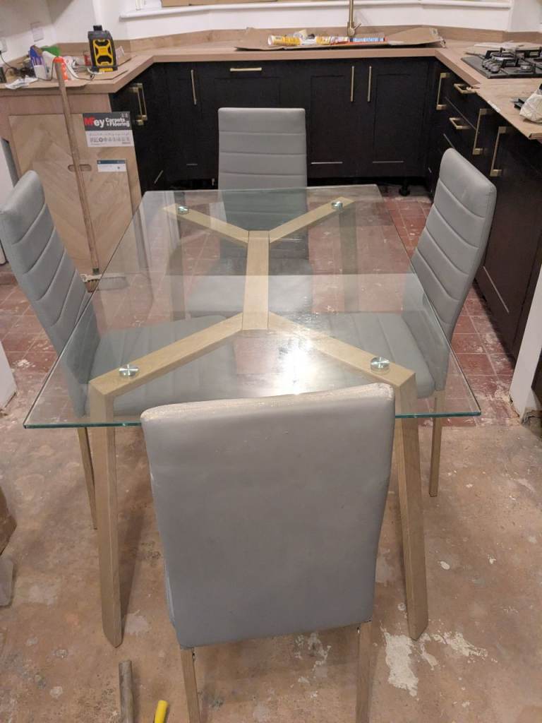 image for Glass dining table and chair 