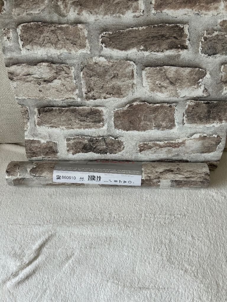 2 Rolls NEW Brick Effect Wallpaper – Brown & Grey Tones