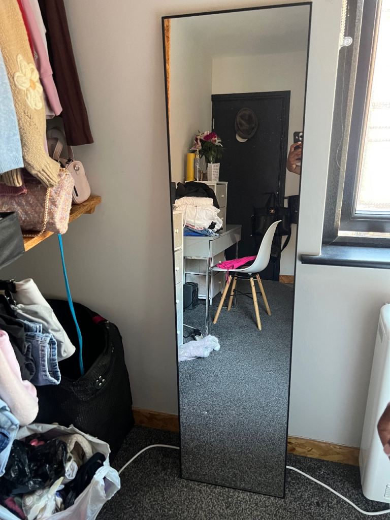 Full-Length Black Framed Mirror – Good Condition
