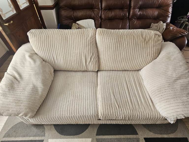 Cream Two-Seater Sofa – Good Condition, Fabric