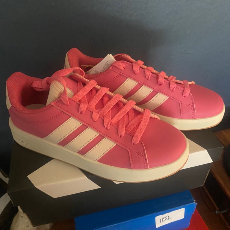 Adidas Grand Court 3.0 J Trainers – Pink, UK Size 4, New