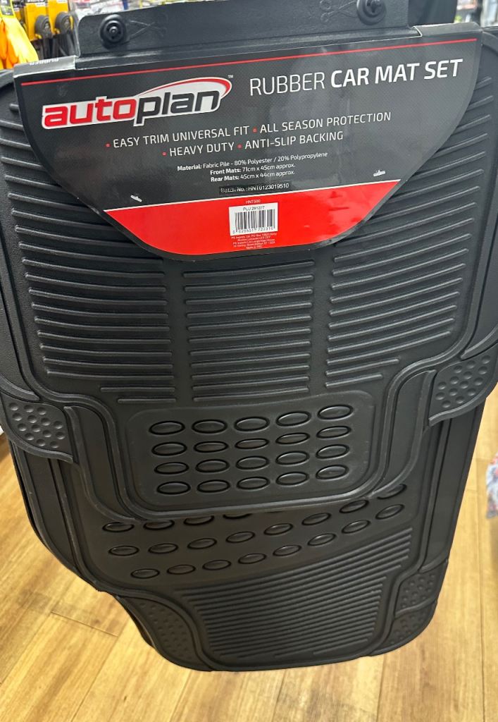 Autoplan Heavy Duty Rubber Car Mat Set (4 Piece: 2x Front, 2x Rear)