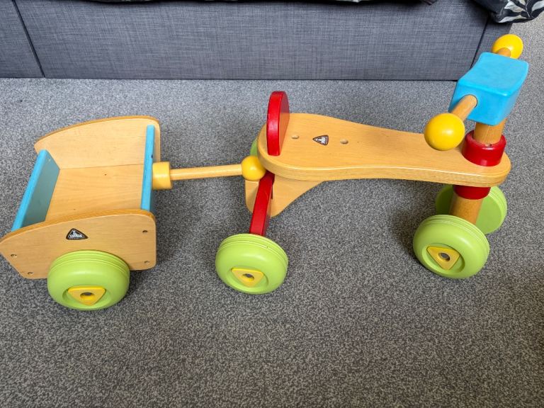 Kid’s wooden trike & trailer