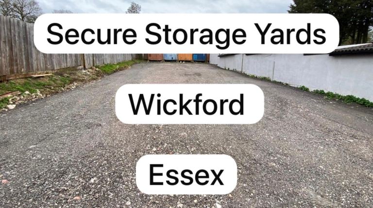 Secure Contractor Storage Yards – Wickford – 85m² / 250m2  / 400m² – From £350