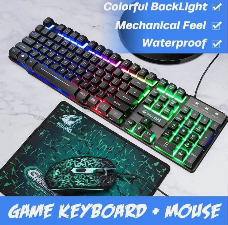 T11 Wired Mechanical Keyboard Game Mouse Rainbow RGB Backlight Keypad USED  READ DISCRIPTION