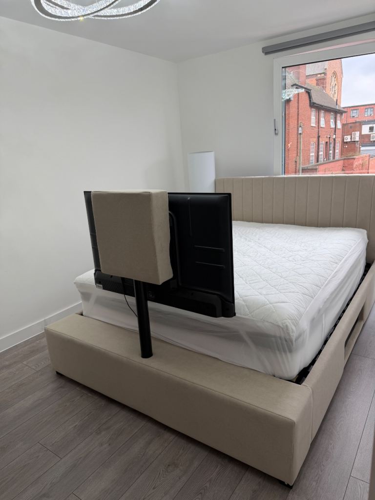 King size tv bed with mattress and storage 