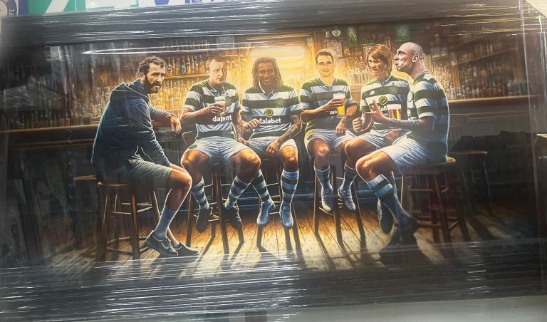 Celtic Football Team Bar Scene Print - Good Condition