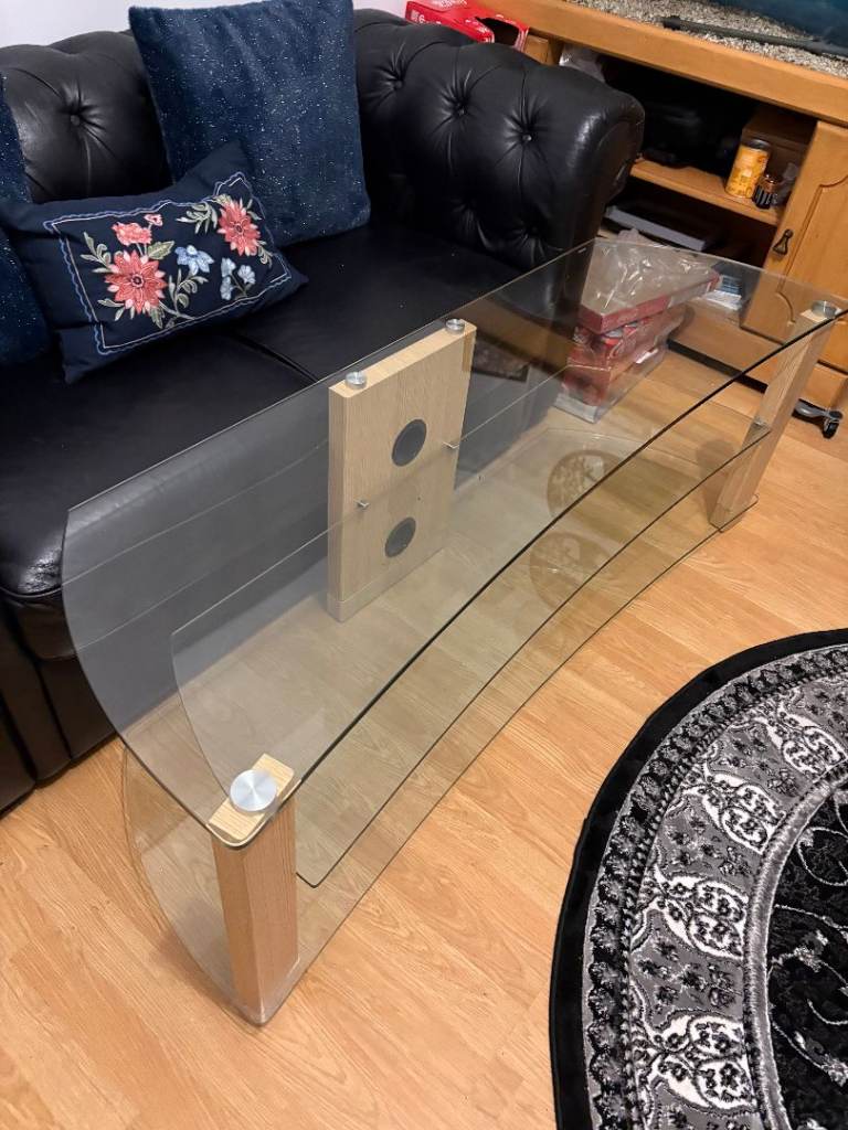 Oak and Glass TV stand entertainment unit
